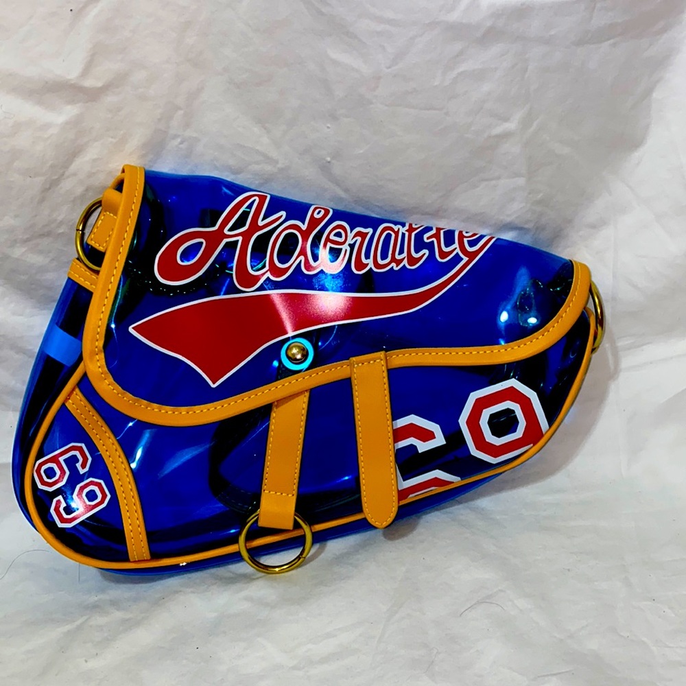 Baseball, transparent saddle purse